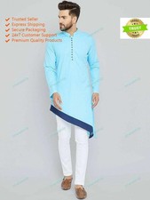 Cotton Hippie Indian Kurat Plain Lang rmlig Leisure Mens Kurta