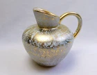 Vintage Stangl Antique Gold and Aqua Blue Pitcher 4059 MCM