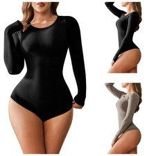 Women Slimming Long Sleeve Shapewear Tummy Control Bodysuit Full Body Shaper Top