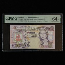 2004 Gibraltar  Commemorative  20 Pounds Pick#31a PMG 64 EPQ Choice UNC 01