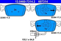 NEU - ATE 13.0460-7314.2 Bremsbelagsatz, Scheibenbremse FüR Audi