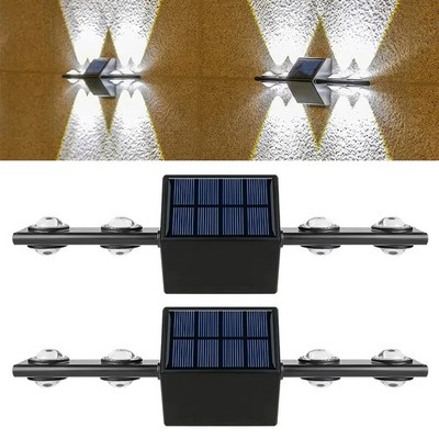 Solar Fence Lights Outdoor Waterproof Solar Powered Wall Lighting Decor 2 Pack