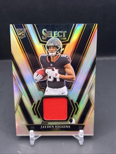 Jayden Higgins 2025 Panini Select Rookie Swatches Silver Prizm 02/125 Texans BS4