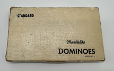 Vintage Standard Marblelike Dominoes Double Six 28 Tile Set Box Rules USA