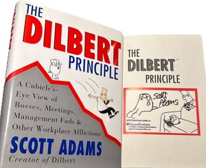 SIGNED First Edition The Dilbert Principle W/ Nice Doodle Scott Adams Book HC DJ