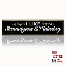 St Patrick  s Day Wall Decor, I Like Shenanigans  Malarkey, Retro Tin Metal