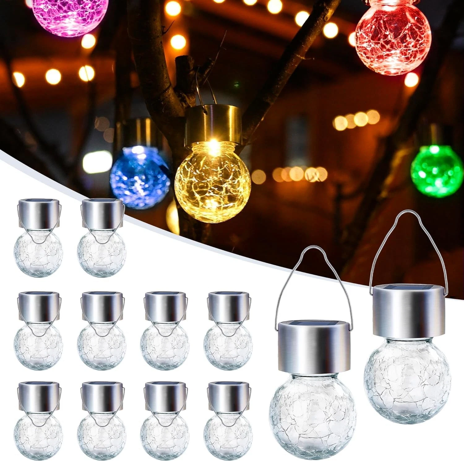 Solar Lights Outdoor Waterproof, 12 Pack Solar Hanging Lights Garden Decor, G...