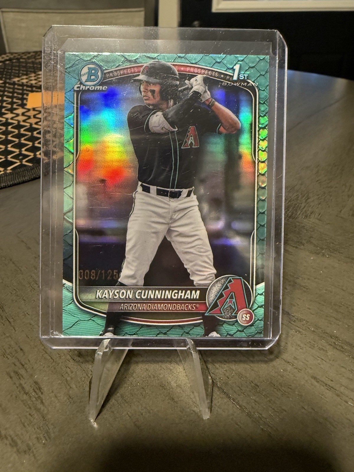 KAYSON CUNNINGHAM 2025 BOWMAN CHROME DRAFT 1ST AQUA REPTILIAN /125