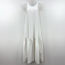 Ona By Yoon Chung Dress Women's S White L Livingston Flouncy Hem Vacation Beachy