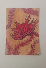 OOAK ACEO Abstract Flower Art Card, By Hand, By ESS22, 3.5 x 2.5 in., Unframed