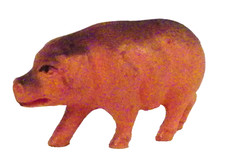 Pig Celluloid Toy Christmas Putz Decoration Peach Gray Made USA Small Vintage