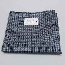 Italo Ferretti NWT 100 Silk Pocket Square In Blue  Silver Geometric Print