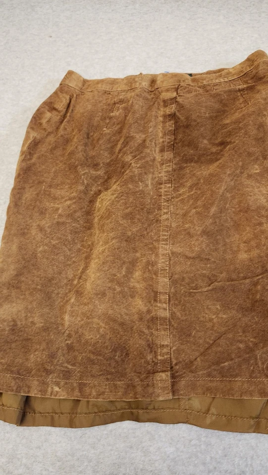 Hunt Club 裙子女式 16T 高棕色柔软麂皮绒皮革衬里背面拉链阅读 — 第 3/4 张图片