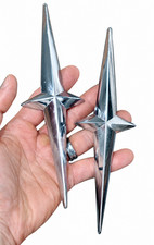 Vtg 1957 58 Pontiac Chrome Star Chief Star Emblem Badge Ornament Accessory Set 2