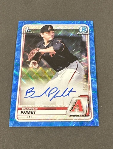 2020 BOWMAN CHROME DRAFT BRANDON PFAADT BLUE WAVE REFRACTOR AUTO RC #’d 090/150!