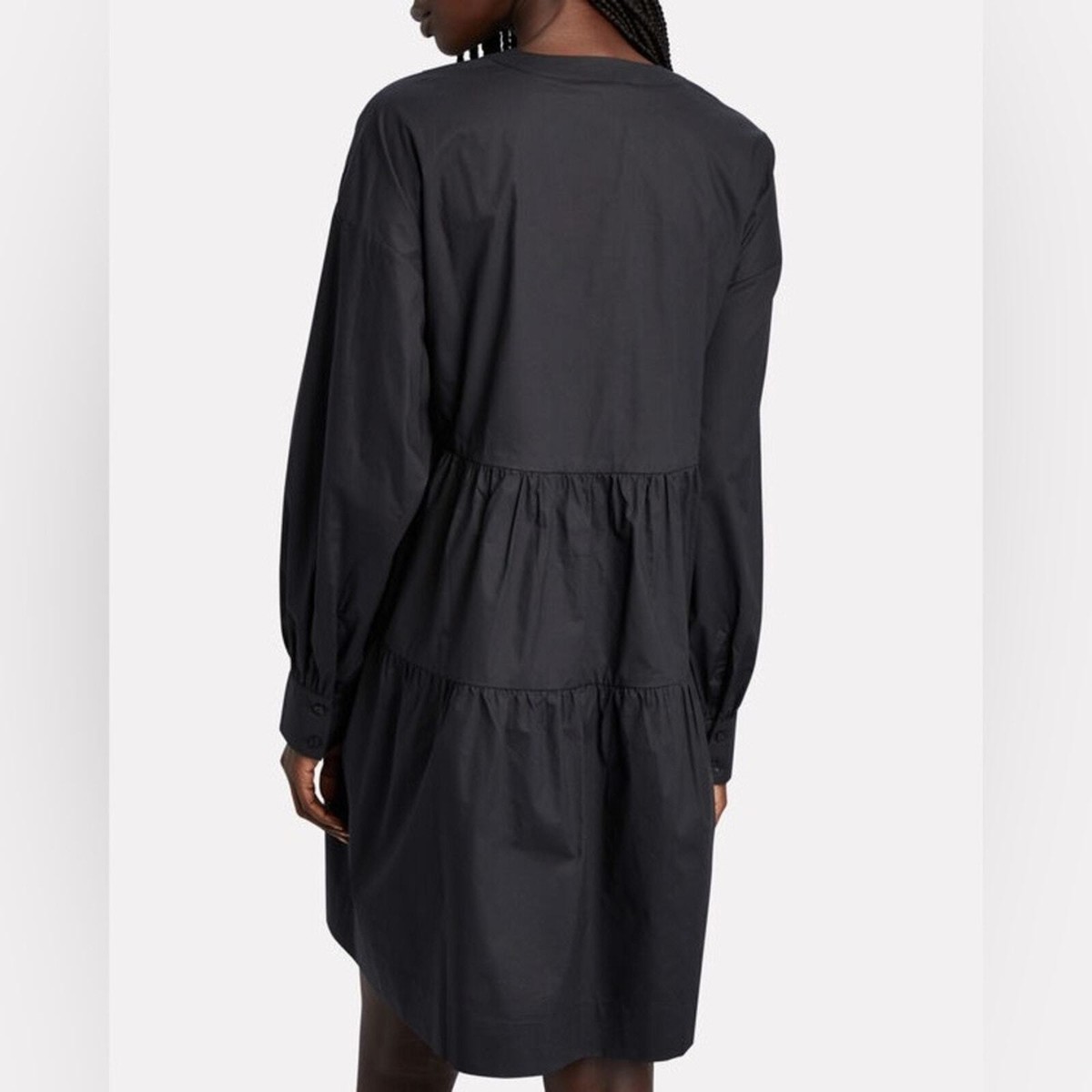 ワンピース ANINE BING Woman Dress Black A0210321 BLK26 Anine Bing Addison Dress Black Long Sleeve V Neck Poplin
