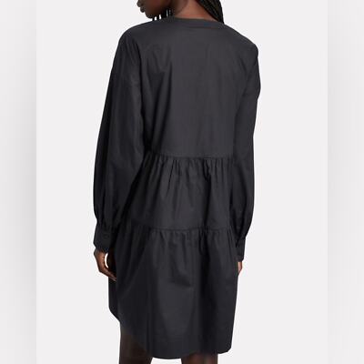 【関税込み】ANINE BING ミディアムドレス Anine Bing Addison Dress Black Long Sleeve V Neck Poplin