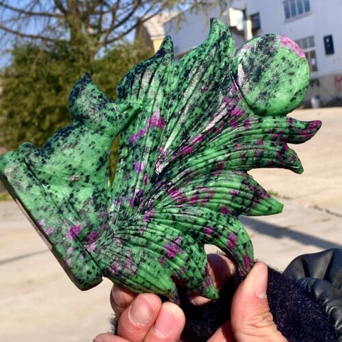 231G Natural green ruby zoisite (anylite) nine tailed fox crystal healing - Picture 4 of 21