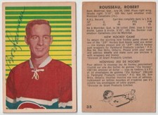 1963/64 Parkhurst Parkie 63-64 Hockey Card #35 Bob Rousseau Canadiens Signed
