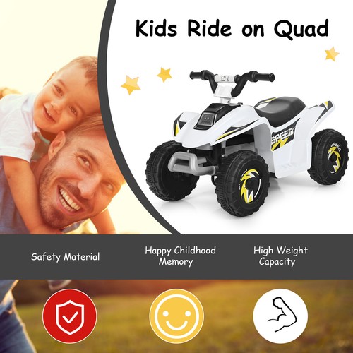 6V Kinder 4-Rad Aufsitz Auto Kleinkinder Elektro Quad ATV Vorwärts & Rückwärts Weiß - Bild 5 von 11