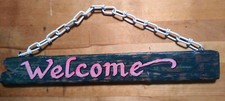Handmade Wood Sign "WELCOME" Hand-Painted  New  One of a Kind