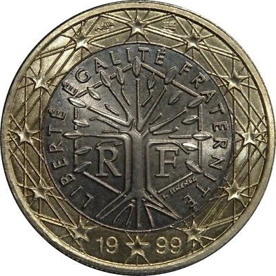 FRANCE 1 EURO FETICHE 1999 ARBRE VIE TYPE I NEUF UNC ROULEAU BANQUE DE FRANCE - Photo 1/2