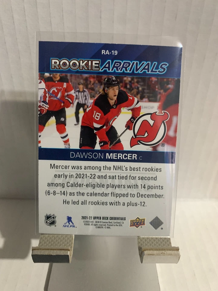2021-22 Upper Deck Credentials Rookie Arrivals Dawson Mercer RC #RA-19 - Image 2 of 2