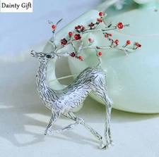 DAINTY Women Girl Fashion Elegant Enamel Sika Deer Animal Scarf Shawl Brooch Pin
