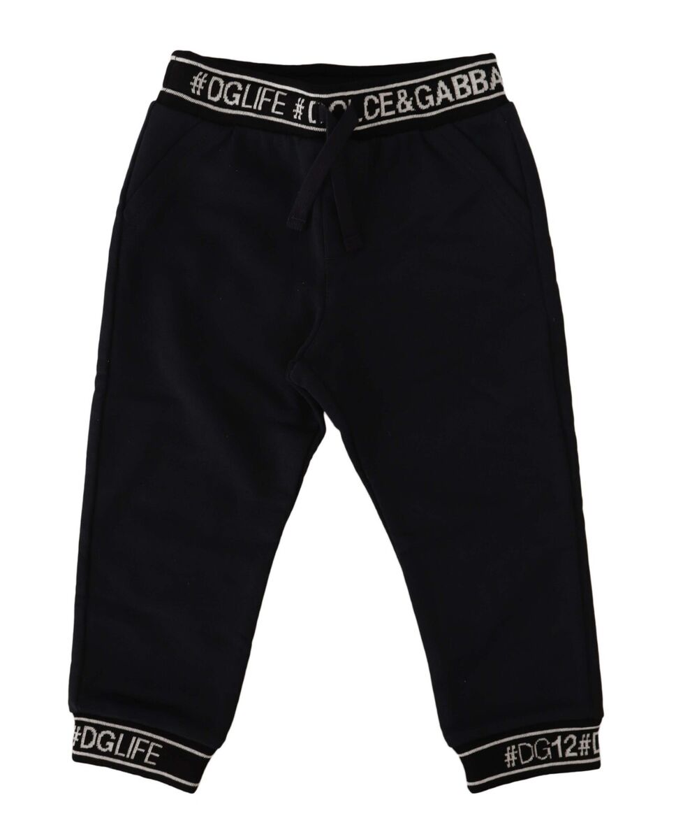 VIP【関税送料無料】希少 DOLCE & GABBANA BLACK COTTON PANTS DOLCE & GABBANA Kids Cotton Black Jogger #DGLOVE Trouser s