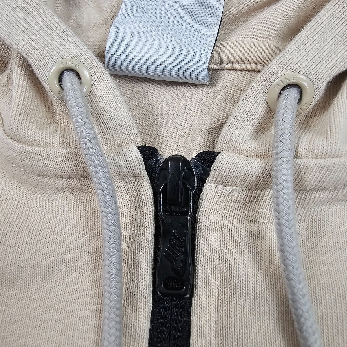 Nike Hoodie Womens Large L Beige Full Zip Hooded Sportswear