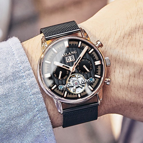 AILANG Watch Fashion Men Mechanical Wristwatches Calendar Week Month Waterproof - Picture 2 of 27