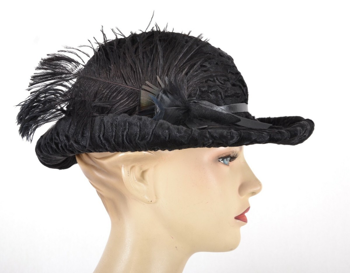 Persian Lamb fedora hat lambs-fur-fedora-hat-navy-p-  main image 3