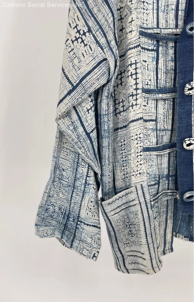 Unbranded Blue White Women's 100% Hemp Cloth Coat - Size Small/Medium - Image 2 of 4