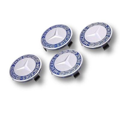 4x 75mm Für Mercedes-Benz Nabendeckel Nabenkappen Felgendeckel Blau Chrom