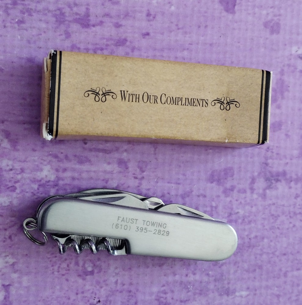Stainless Steel Multi Tool Pocket Knife with Faust Towing PA Box Logo Stainless Steel Multi Tool Pocket Knife with Faust Towing PA Box Logo