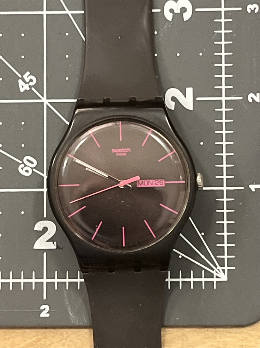 Swatch watch AG 2010 41mm Black with pink indices day date