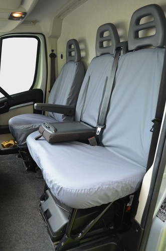 Fundas de asiento de 7 plazas gris impermeables a medida Citroen Relay 2006-2022 doble furgoneta - Imagen 3 de 5
