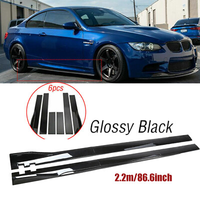 Gloss Black 86.6 Side Skirt Rocker Lip Splitter Extension For F30 F80 M3 E90 E92