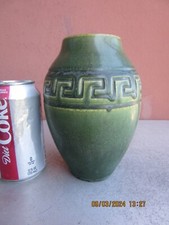 MINT Rookwood Hand Tooled Matte Green 6 3/4" Greek Key Vase 1914