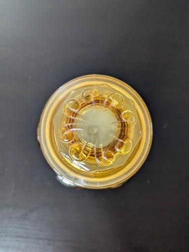 1960's Atterbury Scroll - L E Smith Imperial Glass Canister with Lid - Amber - Picture 4 of 10