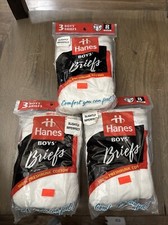 Hanes Vintage 1997 Boys Briefs White Cotton 3 Pack Size 8 Lot Of 3