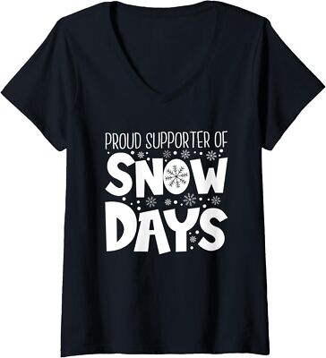 Proud Supporter of Snow Days Teacher Christmas Ladies' V-Neck Tshirt