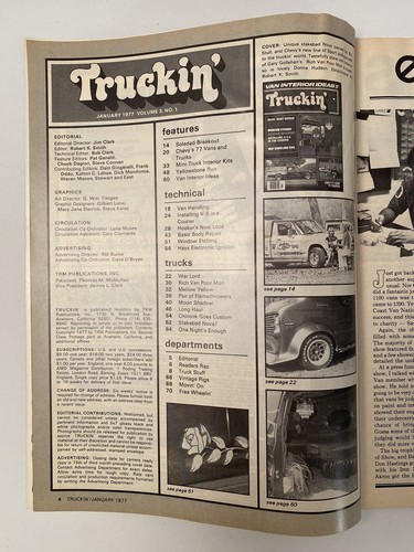 TRUCKIN Magazine 1977 Van Trucks Ford Toyota Chevy Body Repair Yellowstone V-6 - Picture 3 of 3