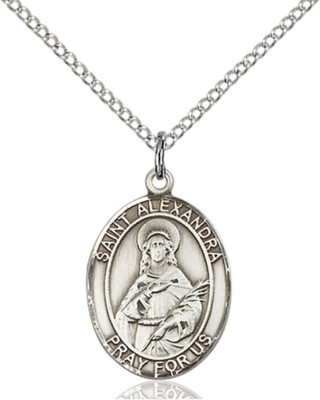 Sterling Silber Heilige Alexandra Medaille Anhänger, 3/4 Zoll