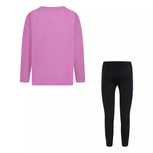 New Toddler Girls Nike "Swoosh" Shine Long Sleeve Graphic T-Shirt & Leggings Set - Picture 2 of 7