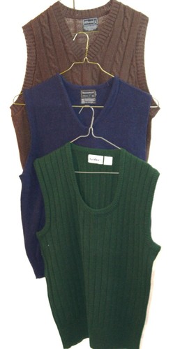 Vintage 3 Herren Gr. L Strickwesten V-Ausschnitt Quilts Nähen Acryl Lammwolle JC Penny