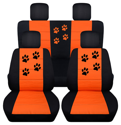 Fits 2018 Jeep Wrangler Sahara Black And Orange Seat Covers Center Console Cover Ebay