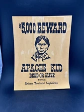 Apache Kid $5,000 Reward Wanted Mini Poster Wild West Collectible 8" x 11"