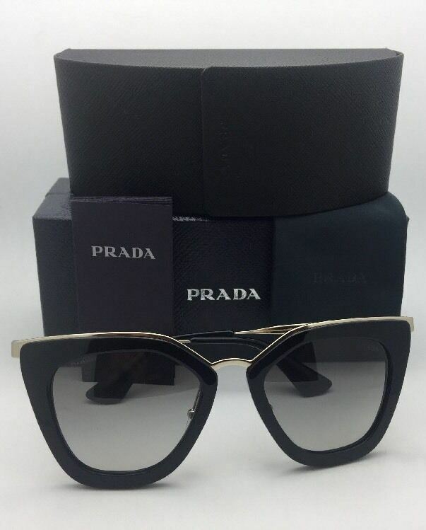 New PRADA Sunglasses SPR 53S 1AB-0A7 52-21 Black & Gold New PRADA Sunglasses SPR 53S 1AB-0A7 52-21 Black & Gold