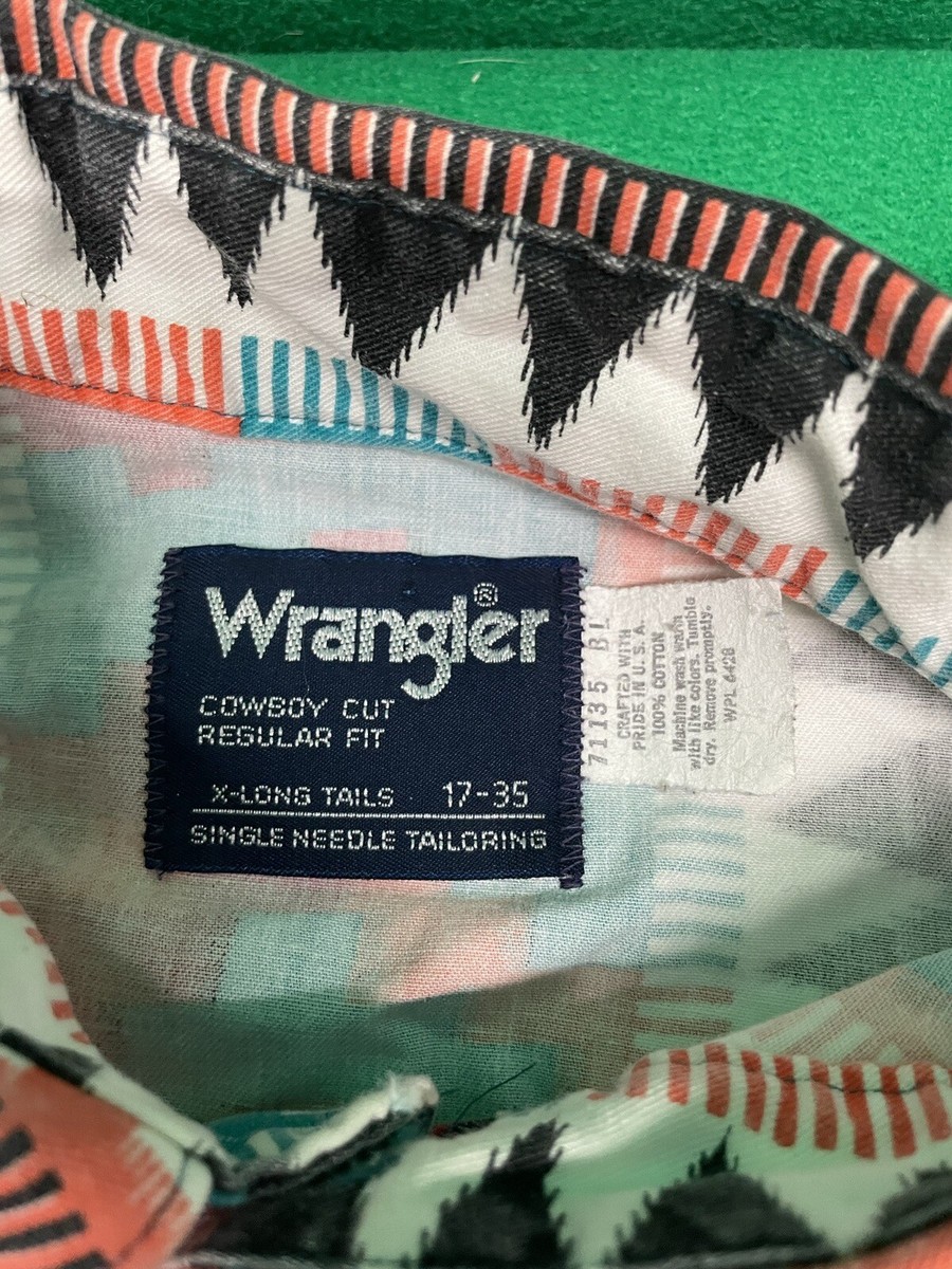 Vintage Wrangler Navajo XL Long tail 17-35 Shirt | eBay
